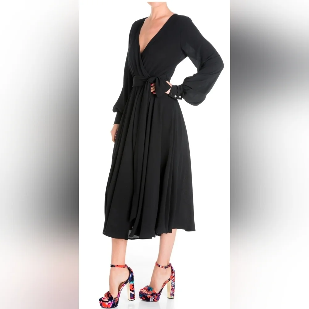 Elegant Black Wrap Dress XXXL 3X Meghan Los Angeles - Picture 1 of 5
